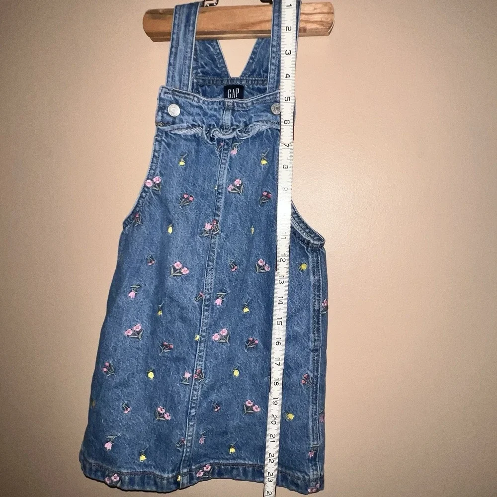 Embroidered Floral Denim Dress Overalls 5 Gap Kids Girl Ruffle Country Kidcore